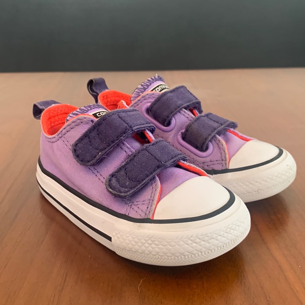 Chuck Taylor® Double Strap Sneaker, purple neon orange, size 5